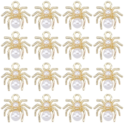 Light Gold 30шт. сплав ювелирных изделий акриловые подвески, с петлями, паук, золотой свет, 15x14.5x7 мм, отверстие : 2 мм