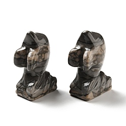 Plum Blossom Jasper Natural Plum Blossom Jasper Figurines, Display Decorations, Dolphin, 35x25x58mm
