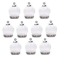 Silver Glass Pendants, Round, Silver, 35mm, 10pcs/set