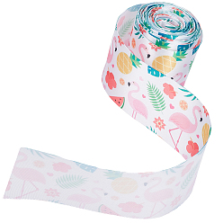 Flamingo Shape 10 ярдов полиэстеровой ленты с принтом, для изготовления бантов, плоский, красочный, Фламинго, 5.1x0.02 см