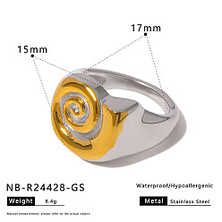 Золотой & Цвет Нержавеющей Стали 304 палец кольца из нержавеющей стали, завиток, золотые и нержавеющая сталь цвет, 17 мм