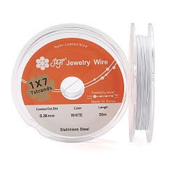 Серебро 50м мягкая нержавеющая проволока, с катушкой, круглые, серебряные, 0.38 мм, около 164.04 футов (50 м) / рулон