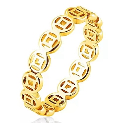 Золотой Полые кольца для пальцев из нержавеющей стали, золотые, размер США 7 (17.3 мм)