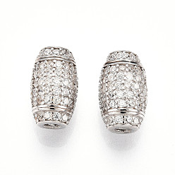 Платина 925 европейские застежки из стерлингового серебра с микропаве из прозрачных кубических цирконий, подвески-клипсы с 925 штампом, родий, платина, 10.5x6.5x6.5 мм, отверстие : 1.8 мм