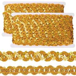 Оранжевый 2 шт. полиэстеровые бусины-пайетки, блестки бисер, Аксессуары для орнаментов, рулон с пайетками, волна, оранжевые, 17 мм, 11 м / рулон