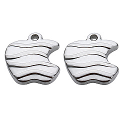 Яблоко Подвески из нержавеющей стали, не тускнеющие, цвет нержавеющей стали, яблоко, 13.5x12 мм, 10 шт / комплект