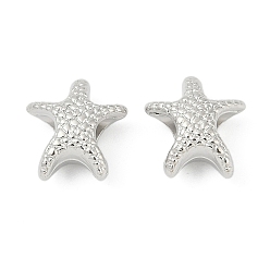 Платина Ccb пластиковые европейские бусины, бусины с большим отверстием, морская звезда, платина, 13x12.5x7.5 мм, отверстие : 4.5~4.5 мм