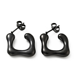 Electrophoresis Black Квадратные серьги-гвоздики, ионное покрытие (ip) 304 серьги-кольца из нержавеющей стали для женщин, электрофорез черный, 24x17x4 мм, штифты : 0.8 мм