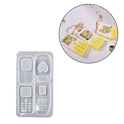 Heart Phone DIY Silicone Quicksand Molds, Resin Casting Molds, for UV Resin, Epoxy Resin Jewelry Making, Heart Pattern, 170x95x11mm, Inner Diameter: 36~41x55~93mm