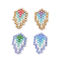 Mixed Color 4Pcs 4 Color Handmade Loom Pattern MIYUKI Seed Beads Set, Feather, Mixed Color, 15x9.5x2mm, 1Pc/color