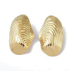 Real 18K Gold Plated 304 Stainless Steel Stud Earrings, Shell Shape, Real 18K Gold Plated, 43.5x25mm