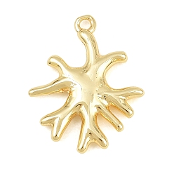 Real 18K Gold Plated Brass Pendants, Coral Branch Charm, Long-Lasting Plated, Cadmium Free & Lead Free, Real 18K Gold Plated, 21x17x2.5mm, Hole: 1.4mm