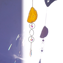 Золотистый Подвесные украшения из натурального агата, Стеклянные ловцы солнца с кисточками для украшения сада на открытом воздухе, золотые, 450 мм