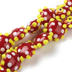 Red Handmade Lampwork Beads, Flower, Duck, Bumpy, Red, 21x19x10mm, Hole: 2mm, about 20pcs/strand, 12.60''(32cm)