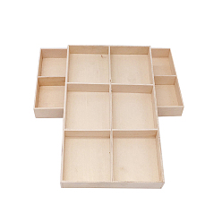 Античный Белый 2 шт. 6 прямоугольные деревянные подносы для ювелирных изделий, косметический, хранение мелких вещей, старинный белый, 17x10x1.7 см