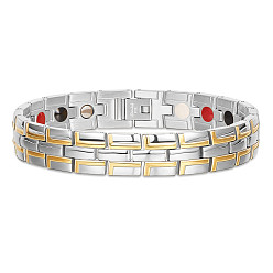 Позолоченный и Цвет Нержавейки Браслеты из нержавеющей стали, реальный 18 k позолоченный и цвет нержавеющей стали, 8-5/8 дюйм (22 см)