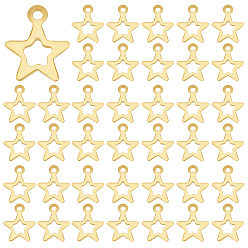 Настоящее золото 18K 100 шт. 201 подвески из нержавеющей стали, звезда, реальный 18 k позолоченный, 11x9x0.7 мм, отверстие : 1.2 мм