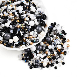 Черный Бисер из стекла , разнообразные, разнообразные, чёрные, 2.5~12.5x2~8x2~8 мм, отверстие : 0.7~1.5 мм, Около 2045~3215 шт / фунт