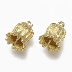 Raw(Unplated) Brass Peg Bails Pendants, For Half Drilled Beads, Nickel Free, Flower, Raw(Unplated), 12x9x9mm, Hole: 1mm, Pin: 1mm