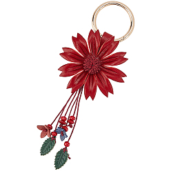 (123L) Белый крем непрозрачный блеск Брелок из кожи и сплава, цветок, огнеупорный кирпич, 190 мм