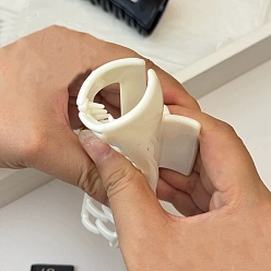 Белый Заколки-гвоздики с полиуретановой резиной и железными когтями для густых волос у женщин, прямоугольные, белые, 110x52x45 мм