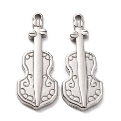 Нержавеющая Сталь Цвет 304 подвески из нержавеющей стали с эмалевым кабошоном, скрипка, цвет нержавеющей стали, 30x12x2 мм, отверстие : 1.8 мм