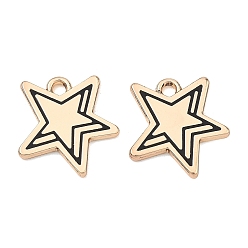 Черный Подвески из эмали и сплава, звезды прелести, стойки покрытие, золотые, чёрные, 14.5x14x1.5 мм, отверстие : 1.6 мм