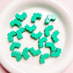 Vert Mer Perles acryliques laquées, cœur, vert de mer, 25x29mm, Trou: 2.8mm
