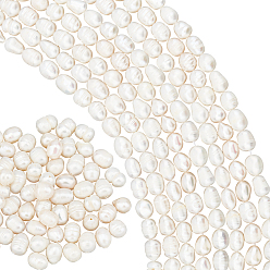 Seashell Color 5 Strands Natural Cultured Freshwater Pearl Beads Strands, Rice, Seashell Color, 9~10x7~8mm, Hole: 0.7mm, about 20~23pcs/Strand, 7.48 inch(19cm)