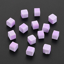 Plum Handmade Polymer Clay Cabochons, for Phone Case Decoration & DIY Jewelry Making, Cube, Plum, 5~5.5x5~5.5x4~5mm, about 5500pcs/1000g