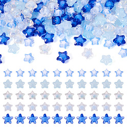 Синий 150 шт 5 стили прозрачные акриловые бусины, звезда, синие, 9~12x9.5~11x4~8 мм, отверстие : 1.6~2 мм, 30 шт / стиль
