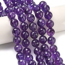 Аметист Природный аметист нитей бисера, граненые, круглые, 12~12 мм, отверстие : 1 мм, около 32 шт / нитка, 15.55'' (39.5 см)