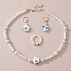 Золотой Комплекты из пластика, фарфора и ожерелий и колец с узором «цветок сливы», золотые, 385 мм