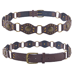 Кокосово-Коричневый Винтажные ремни из искусственной кожи с заклепками и пряжками из сплава, античная бронза, кокосового коричневый, 1190x47x3 мм