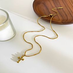 Золотой 316l ожерелья с подвеской-крестом из хирургической нержавеющей стали для женщин, золотые, 15.75 дюйм (40 см), Кулон : длиной 19 мм 