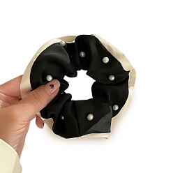 Черный Fashiona тканевые резинки для волос с искусственным жемчугом и хвостиком, держатель для хвоста, аксессуары для волос для женщин и девочек, чёрные, 110 мм