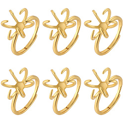 Настоящее золото 18K Латунные регулируемые кольцевые выводы, настройки зубчатого кольца, реальный 18 k позолоченный, размер США 6 (16.5 мм), лоток : 16x10.5 мм, 8 шт / комплект