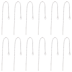 Нержавеющая Сталь Цвет 30 пары 304 фурнитура для сережек-гвоздиков из нержавеющей стали, с петлями, ушные резьбы, цвет нержавеющей стали, 100x1 мм, отверстие : 2.5 мм, штифты : 0.8 мм