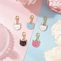 (52) Непрозрачная лаванда 5украшение подвески из эмали из сплава, кошка, с цинковым сплавом застежками омаров коготь, стойки покрытие, разноцветные, 28 мм