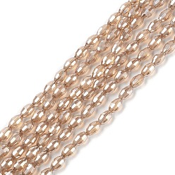 Фора Стеклянные бусины с гальваническим покрытием , с полным покрытием цвета радуги, граненые, овальные, оранжевые, 6x4 мм, отверстие : 1 мм, около 65~68 шт / нитка, 13.7~14.3 дюйм