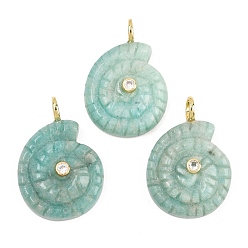 Амазонит Природные подвески амазонит, Подвески в виде раковин с латунными микропаве из прозрачных кубических цирконий., 33~34x22~23.5x10.5 мм, отверстие : 4.5 мм