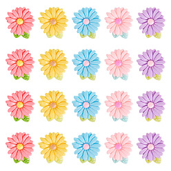 Couleur Mélangete 20 pcs cabochons en résine opaque, fleur, couleur mixte, 31.5x28.5x7.5mm