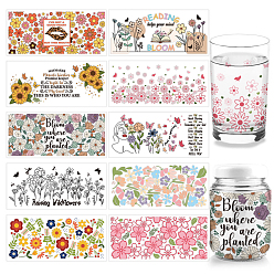 Цветок Бумага для переноса тепла из ПВХ своими руками, для чашки УФ-сублимации, цветок, 110x240 мм, 10 стиль, 1 шт / стиль, 10 шт / комплект