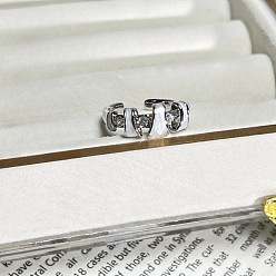 Треугольник Женские манжеты из латуни с эмалированными кристаллами и стразами, платина, треугольные, внутренний диаметр: регулируемый