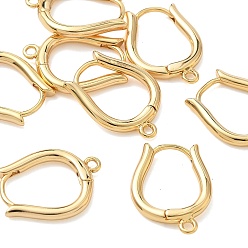 Real 18K Gold Plated SHEGRACE Brass Hoop Earrings Findings, Cadmium Free & Nickel Free & Lead Free, with Loop, Real 18K Gold Plated, 17x13x2mm, Hole: 1.4mm