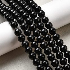 Обсидиан Натуральный черный обсидиан бисер пряди, круглые, круглые, 8 мм, отверстие : 1.5 мм, около 48 шт / нитка, 15.16м дюйм(38.5см)