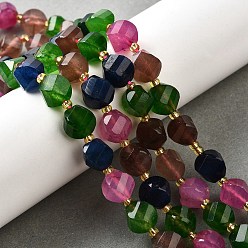 (52) Непрозрачная лаванда Нити бусин из натурального кварца окрашенные, граненые, с бисером, твист, разноцветные, 10x9~10x9~10 мм, отверстие : 1 мм, около 33~34 шт / нитка, 15.04''~15.35'' (38.2~39 см)