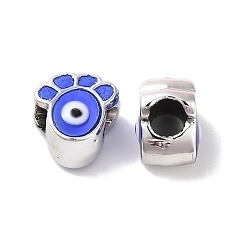 Paw Print Ccb пластиковые эмалированные европейские бусины, бусины с большим отверстием, светло-синий, отпечаток лапы, 12x12x9 мм, отверстие : 5 мм