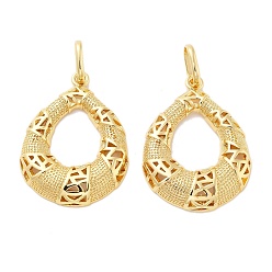 Настоящее золото 18K Латунные подвески, слеза, без кадмия и без свинца, стойки покрытие, долговечный, с целью перехода в кольце, реальный 18 k позолоченный, 43x31.5x5 мм, отверстие : 10.5x7 мм