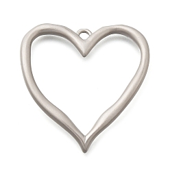 Платина Подвески из латуни с матовым покрытием, сердце прелести, долговечный, без кадмия и без свинца, платина, 40x39.5x3.5 мм, отверстие : 3 мм
